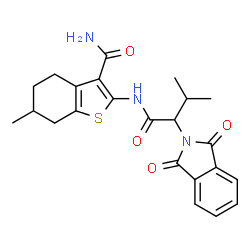 ChemSpider 2D Image | 2-{[2-(1,3-Dioxo-1,3-dihydro-2H-isoindol-2-yl)-3-methylbutanoyl]amino}-6-methyl-4,5,6,7-tetrahydro-1-benzothiophene-3-carboxamide | C23H25N3O4S