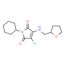 ChemSpider 2D Image | 3-Chloro-1-cyclohexyl-4-[(tetrahydro-2-furanylmethyl)amino]-1H-pyrrole-2,5-dione | C15H21ClN2O3