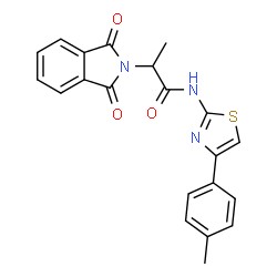 ChemSpider 2D Image | 2-(1,3-Dioxo-1,3-dihydro-2H-isoindol-2-yl)-N-[4-(4-methylphenyl)-1,3-thiazol-2-yl]propanamide | C21H17N3O3S