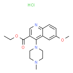 ChemSpider 2D Image | Ethyl 6-methoxy-4-(4-methyl-1-piperazinyl)-3-quinolinecarboxylate hydrochloride (1:1) | C18H24ClN3O3