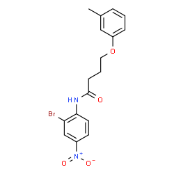 ChemSpider 2D Image | N-(2-Bromo-4-nitrophenyl)-4-(3-methylphenoxy)butanamide | C17H17BrN2O4