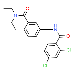 ChemSpider 2D Image | 2,4-Dichloro-N-[3-(diethylcarbamoyl)phenyl]benzamide | C18H18Cl2N2O2