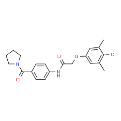 ChemSpider 2D Image | 2-(4-Chloro-3,5-dimethylphenoxy)-N-[4-(1-pyrrolidinylcarbonyl)phenyl]acetamide | C21H23ClN2O3