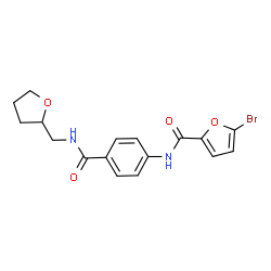 ChemSpider 2D Image | 5-Bromo-N-{4-[(tetrahydro-2-furanylmethyl)carbamoyl]phenyl}-2-furamide | C17H17BrN2O4