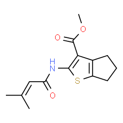 ChemSpider 2D Image | Methyl 2-[(3-methyl-2-butenoyl)amino]-5,6-dihydro-4H-cyclopenta[b]thiophene-3-carboxylate | C14H17NO3S