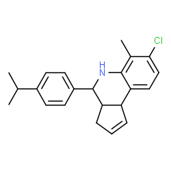 ChemSpider 2D Image | 7-Chloro-4-(4-isopropylphenyl)-6-methyl-3a,4,5,9b-tetrahydro-3H-cyclopenta[c]quinoline | C22H24ClN