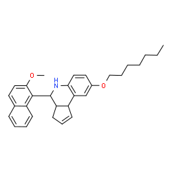 ChemSpider 2D Image | 8-(Heptyloxy)-4-(2-methoxy-1-naphthyl)-3a,4,5,9b-tetrahydro-3H-cyclopenta[c]quinoline | C30H35NO2