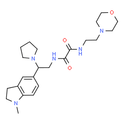 ChemSpider 2D Image | N-[2-(1-Methyl-2,3-dihydro-1H-indol-5-yl)-2-(1-pyrrolidinyl)ethyl]-N'-[2-(4-morpholinyl)ethyl]ethanediamide | C23H35N5O3