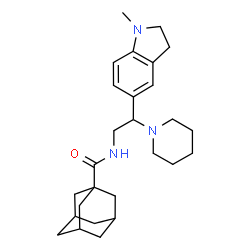 ChemSpider 2D Image | N-[2-(1-Methyl-2,3-dihydro-1H-indol-5-yl)-2-(1-piperidinyl)ethyl]-1-adamantanecarboxamide | C27H39N3O
