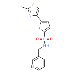 ChemSpider 2D Image | N2-(3-pyridylmethyl)-5-(2-methyl-1,3-thiazol-4-yl)thiophene-2-sulfonamide | C14H13N3O2S3