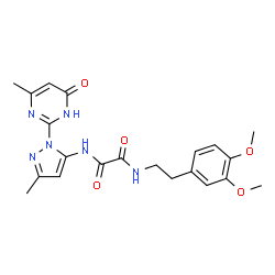 ChemSpider 2D Image | N-[2-(3,4-Dimethoxyphenyl)ethyl]-N'-[3-methyl-1-(4-methyl-6-oxo-1,6-dihydro-2-pyrimidinyl)-1H-pyrazol-5-yl]ethanediamide | C21H24N6O5
