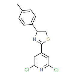 ChemSpider 2D Image | 2,6-Dichloro-4-[4-(4-methylphenyl)-1,3-thiazol-2-yl]pyridine | C15H10Cl2N2S