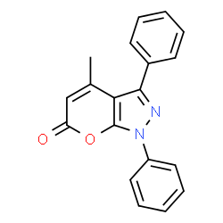 ChemSpider 2D Image | 4-Methyl-1,3-diphenylpyrano[2,3-c]pyrazol-6(1H)-one | C19H14N2O2