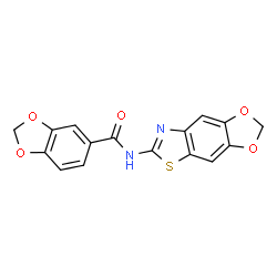 ChemSpider 2D Image | N-([1,3]Dioxolo[4,5-f][1,3]benzothiazol-6-yl)-1,3-benzodioxole-5-carboxamide | C16H10N2O5S