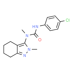 ChemSpider 2D Image | 3-(4-Chlorophenyl)-1-methyl-1-(2-methyl-4,5,6,7-tetrahydro-2H-indazol-3-yl)urea | C16H19ClN4O