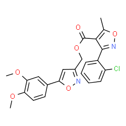 ChemSpider 2D Image | [5-(3,4-Dimethoxyphenyl)-1,2-oxazol-3-yl]methyl 3-(2-chlorophenyl)-5-methyl-1,2-oxazole-4-carboxylate | C23H19ClN2O6