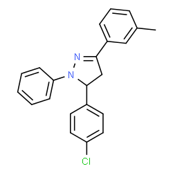 ChemSpider 2D Image | 5-(4-Chlorophenyl)-3-(3-methylphenyl)-1-phenyl-4,5-dihydro-1H-pyrazole | C22H19ClN2