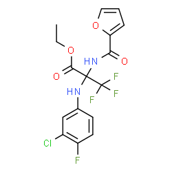 ChemSpider 2D Image | Ethyl 2-[(3-chloro-4-fluorophenyl)amino]-3,3,3-trifluoro-N-2-furoylalaninate | C16H13ClF4N2O4