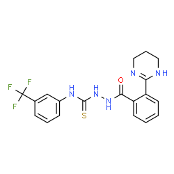 ChemSpider 2D Image | 2-[2-(1,4,5,6-Tetrahydro-2-pyrimidinyl)benzoyl]-N-[3-(trifluoromethyl)phenyl]hydrazinecarbothioamide | C19H18F3N5OS