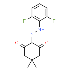 ChemSpider 2D Image | 2-[(2,6-Difluorophenyl)hydrazono]-5,5-dimethyl-1,3-cyclohexanedione | C14H14F2N2O2