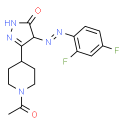 ChemSpider 2D Image | 3-(1-acetyl-4-piperidyl)-4-[2-(2,4-difluorophenyl)diaz-1-enyl]-4,5-dihydro-1H-pyrazol-5-one | C16H17F2N5O2