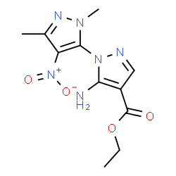 ChemSpider 2D Image | Ethyl 5-amino-2',5'-dimethyl-4'-nitro-2'H-1,3'-bipyrazole-4-carboxylate | C11H14N6O4