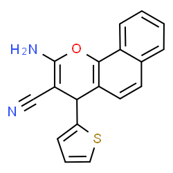 ChemSpider 2D Image | 2-Amino-4-(2-thienyl)-4H-benzo[h]chromene-3-carbonitrile | C18H12N2OS