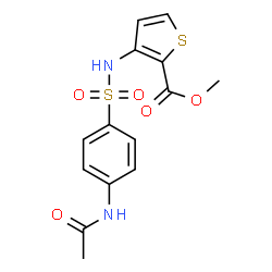 ChemSpider 2D Image | Methyl 3-{[(4-acetamidophenyl)sulfonyl]amino}-2-thiophenecarboxylate | C14H14N2O5S2