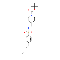 ChemSpider 2D Image | 2-Methyl-2-propanyl 4-({[(4-pentylphenyl)sulfonyl]amino}methyl)-1-piperidinecarboxylate | C22H36N2O4S