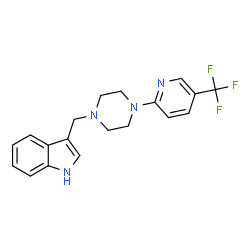 ChemSpider 2D Image | 3-({4-[5-(trifluoromethyl)-2-pyridinyl]piperazino}methyl)-1H-indole | C19H19F3N4