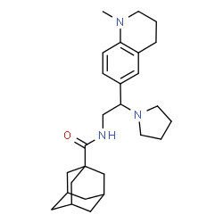 ChemSpider 2D Image | N-[2-(1-Methyl-1,2,3,4-tetrahydro-6-quinolinyl)-2-(1-pyrrolidinyl)ethyl]-1-adamantanecarboxamide | C27H39N3O