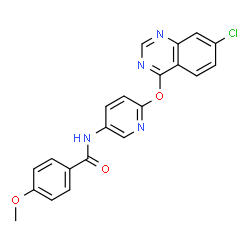 ChemSpider 2D Image | N-{6-[(7-Chloro-4-quinazolinyl)oxy]-3-pyridinyl}-4-methoxybenzamide | C21H15ClN4O3