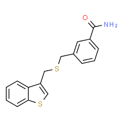 ChemSpider 2D Image | 3-{[(1-Benzothiophen-3-ylmethyl)sulfanyl]methyl}benzamide | C17H15NOS2