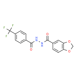 ChemSpider 2D Image | N'-[4-(Trifluoromethyl)benzoyl]-1,3-benzodioxole-5-carbohydrazide | C16H11F3N2O4
