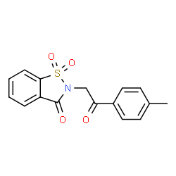 ChemSpider 2D Image | 2-[2-(4-Methylphenyl)-2-oxoethyl]-1,2-benzothiazol-3(2H)-one 1,1-dioxide | C16H13NO4S