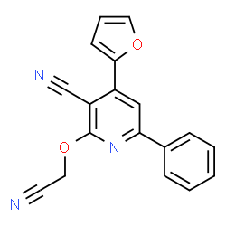 ChemSpider 2D Image | 2-(Cyanomethoxy)-4-(2-furyl)-6-phenylnicotinonitrile | C18H11N3O2