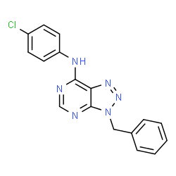 ChemSpider 2D Image | 3-Benzyl-N-(4-chlorophenyl)-3H-[1,2,3]triazolo[4,5-d]pyrimidin-7-amine | C17H13ClN6