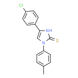 ChemSpider 2D Image | 1H-imidazole-2-thiol, 4-(4-chlorophenyl)-1-(4-methylphenyl)- | C16H13ClN2S