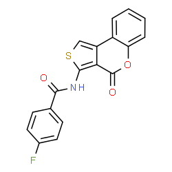 ChemSpider 2D Image | 4-Fluoro-N-(4-oxo-4H-thieno[3,4-c]chromen-3-yl)benzamide | C18H10FNO3S