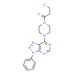 ChemSpider 2D Image | 3-Chloro-1-[4-(3-phenyl-3H-[1,2,3]triazolo[4,5-d]pyrimidin-7-yl)-1-piperazinyl]-1-propanone | C17H18ClN7O