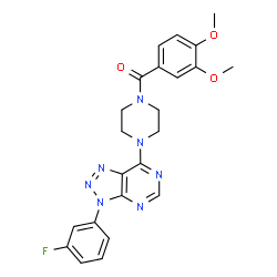 ChemSpider 2D Image | (3,4-Dimethoxyphenyl){4-[3-(3-fluorophenyl)-3H-[1,2,3]triazolo[4,5-d]pyrimidin-7-yl]-1-piperazinyl}methanone | C23H22FN7O3