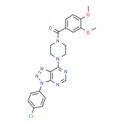 ChemSpider 2D Image | {4-[3-(4-Chlorophenyl)-3H-[1,2,3]triazolo[4,5-d]pyrimidin-7-yl]-1-piperazinyl}(3,4-dimethoxyphenyl)methanone | C23H22ClN7O3