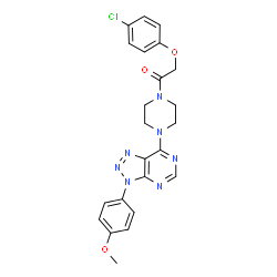 ChemSpider 2D Image | 2-(4-Chlorophenoxy)-1-{4-[3-(4-methoxyphenyl)-3H-[1,2,3]triazolo[4,5-d]pyrimidin-7-yl]-1-piperazinyl}ethanone | C23H22ClN7O3