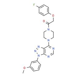 ChemSpider 2D Image | 2-(4-Fluorophenoxy)-1-{4-[3-(3-methoxyphenyl)-3H-[1,2,3]triazolo[4,5-d]pyrimidin-7-yl]-1-piperazinyl}ethanone | C23H22FN7O3