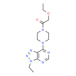 ChemSpider 2D Image | 2-Ethoxy-1-[4-(3-ethyl-3H-[1,2,3]triazolo[4,5-d]pyrimidin-7-yl)-1-piperazinyl]ethanone | C14H21N7O2