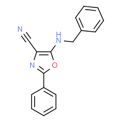 ChemSpider 2D Image | 5-(Benzylamino)-2-phenyl-1,3-oxazole-4-carbonitrile | C17H13N3O