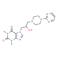 ChemSpider 2D Image | 7-[2-hydroxy-3-(4-pyrimidin-2-ylpiperazino)propyl]-1,3-dimethyl-3,7-dihydro-1H-purine-2,6-dione | C18H24N8O3