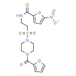 ChemSpider 2D Image | N-(2-{[4-(2-Furoyl)-1-piperazinyl]sulfonyl}ethyl)-5-nitro-2-furamide | C16H18N4O8S