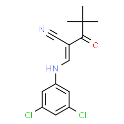 ChemSpider 2D Image | (2E)-2-{[(3,5-Dichlorophenyl)amino]methylene}-4,4-dimethyl-3-oxopentanenitrile | C14H14Cl2N2O