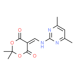 ChemSpider 2D Image | 5-{[(4,6-Dimethyl-2-pyrimidinyl)amino]methylene}-2,2-dimethyl-1,3-dioxane-4,6-dione | C13H15N3O4